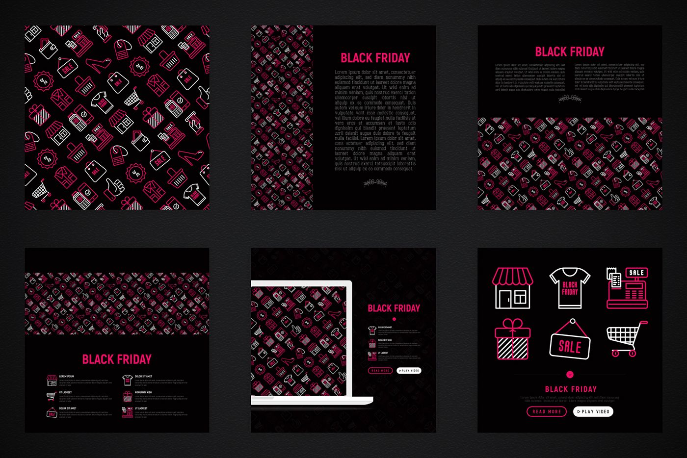 concept Black Friday sale Icon ILLUSTRATION  design seamless pattern set template