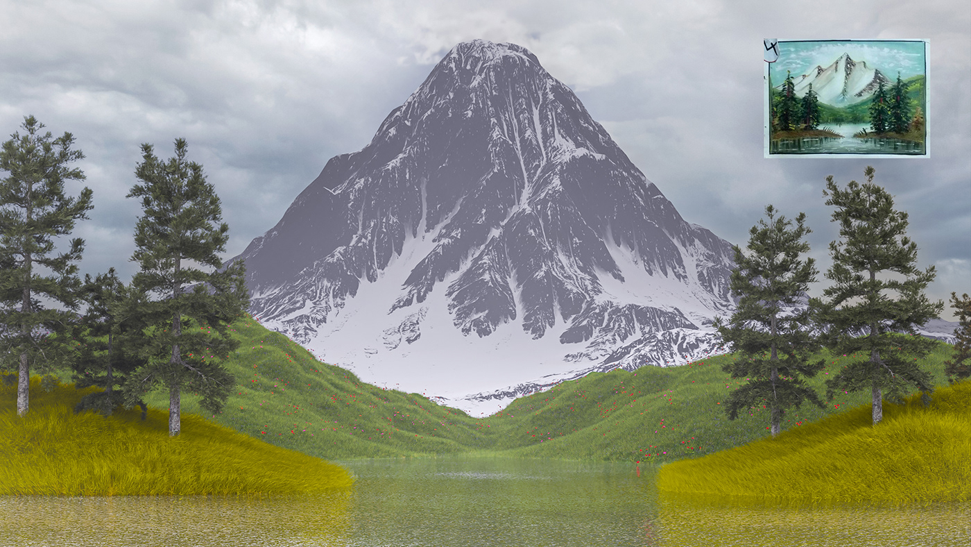 3D ai blender lake mountain mountian photoshop Render SKY Tree 