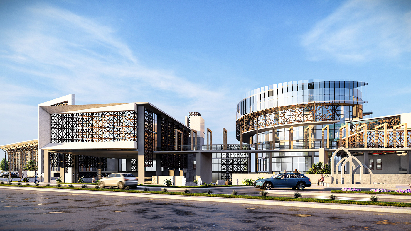 graduation project architectural design Render modern Islamic Architecture