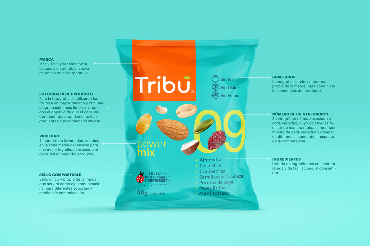 branding  empaque Frutos secos identity Packaging snacks tribu