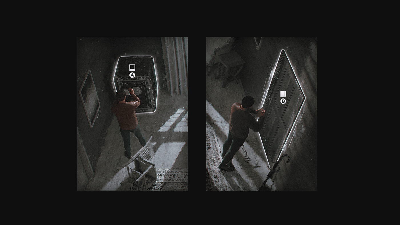gameart digitalart gamedesign UI conceptart concept detective noir adventure memento