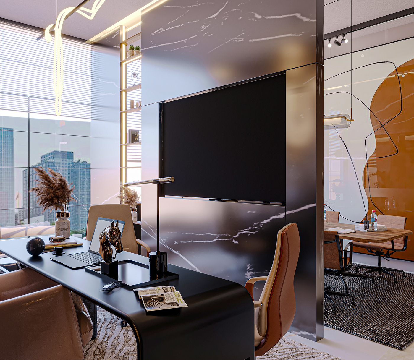 interior design  Office Design admin CEO Office meeting room secretary Luxury Design 3ds max corona modern