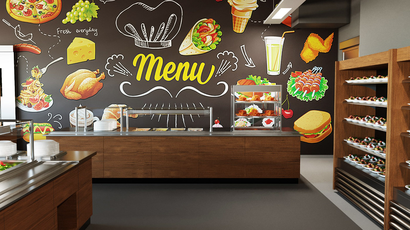 mensa factory canteen RESTYLING 3dmodel rendering Food  Street interiordesign