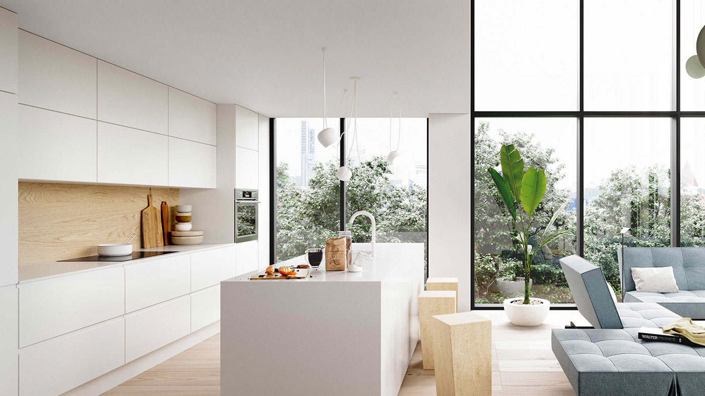 3D visualisation rendering apartment minimalistic studio 3d architects Scandinavian