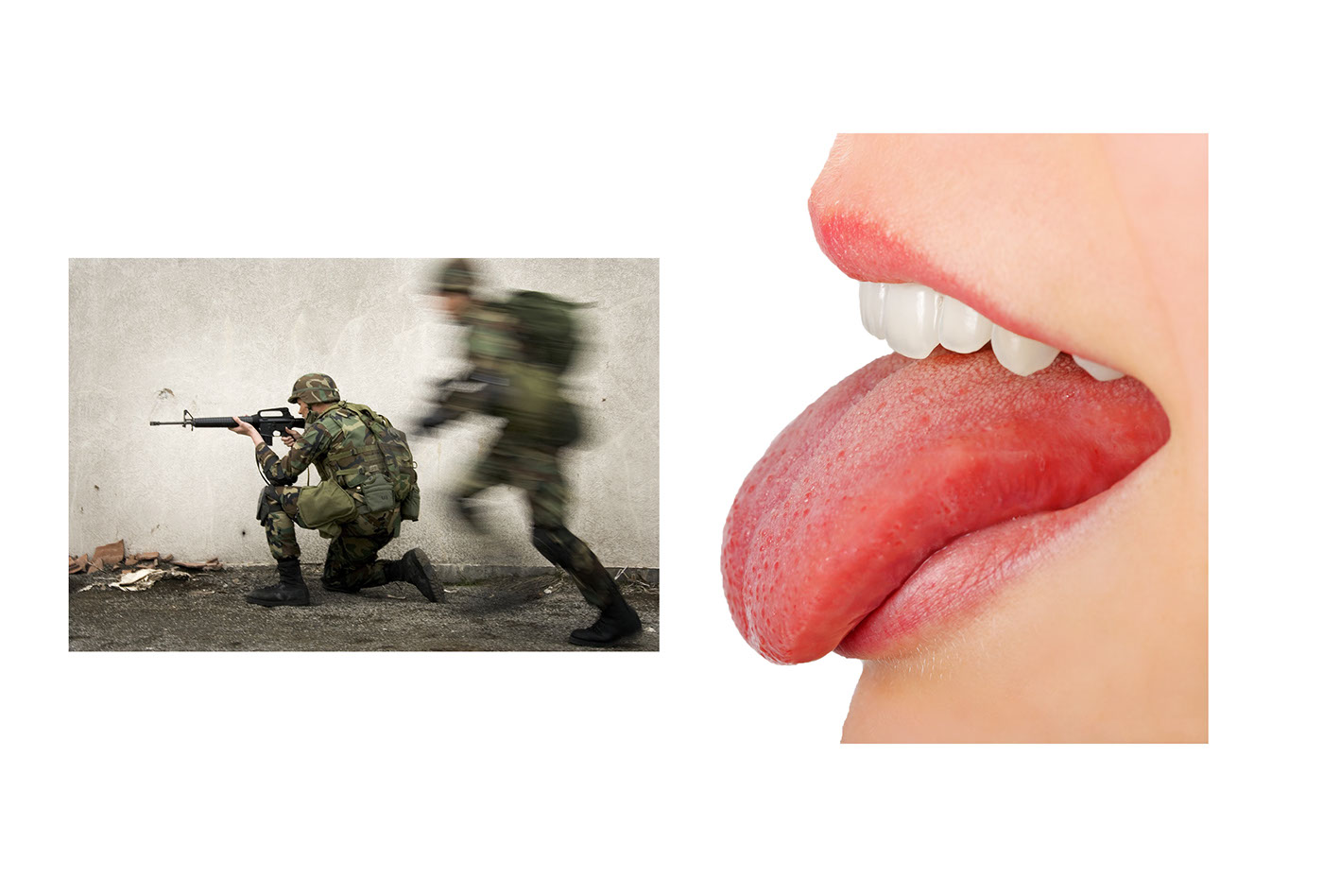 killer creative soldier Mouth tongue shooting people