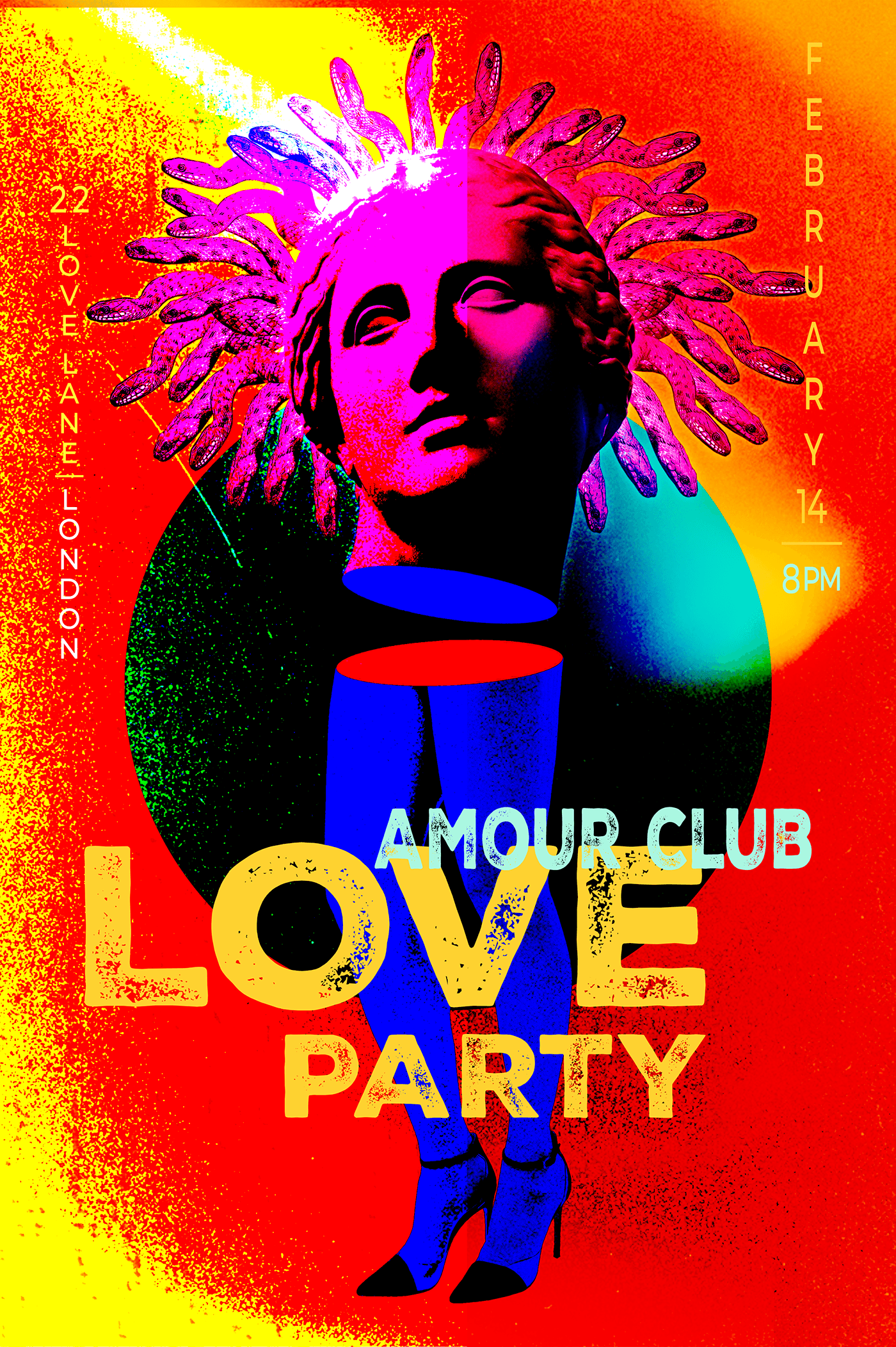 poster Retro party Love DANCE   couple design Valentine's Day