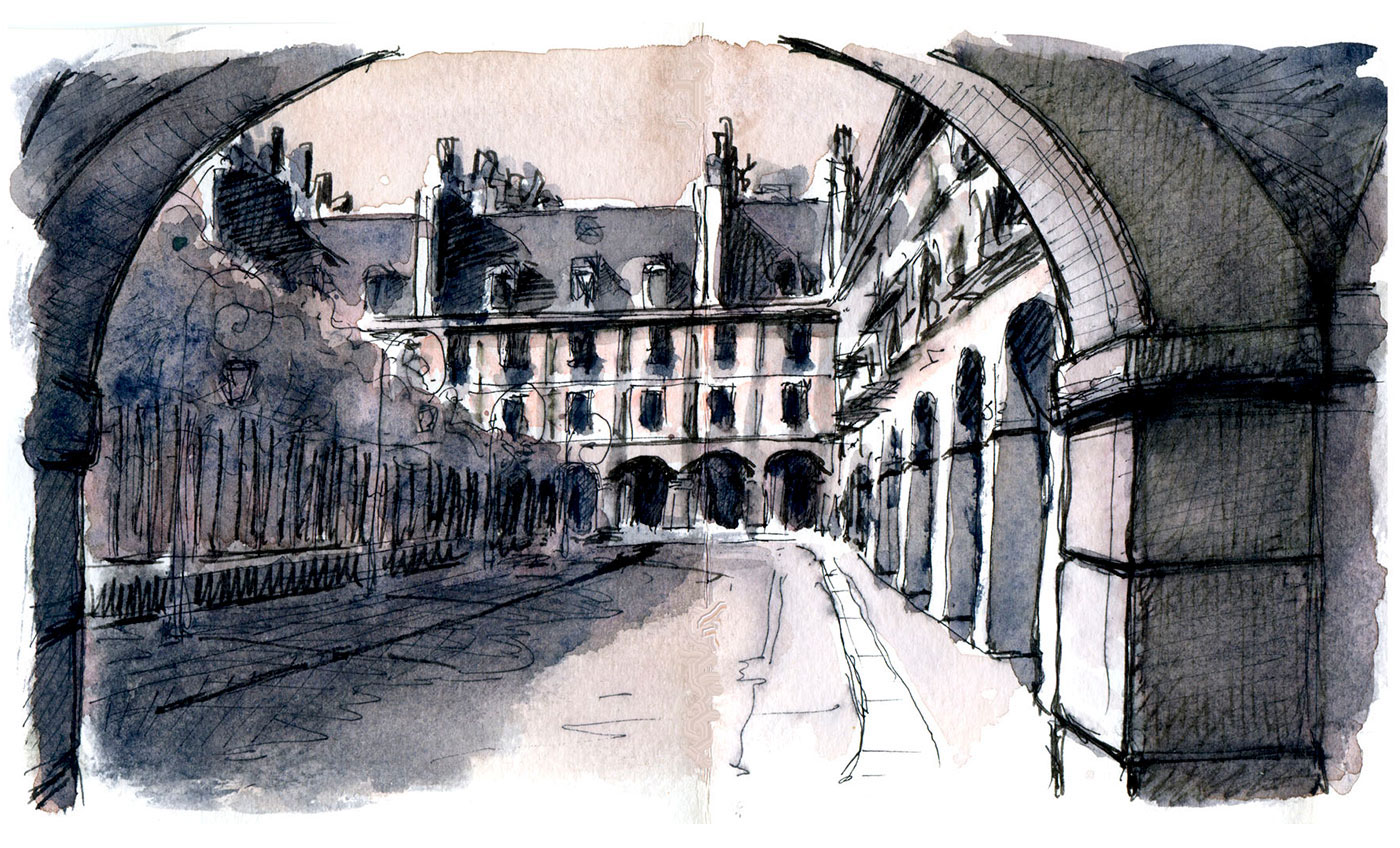 Paris watercolor ILLUSTRATION  handmade Drawing  pencil painting   art architecture