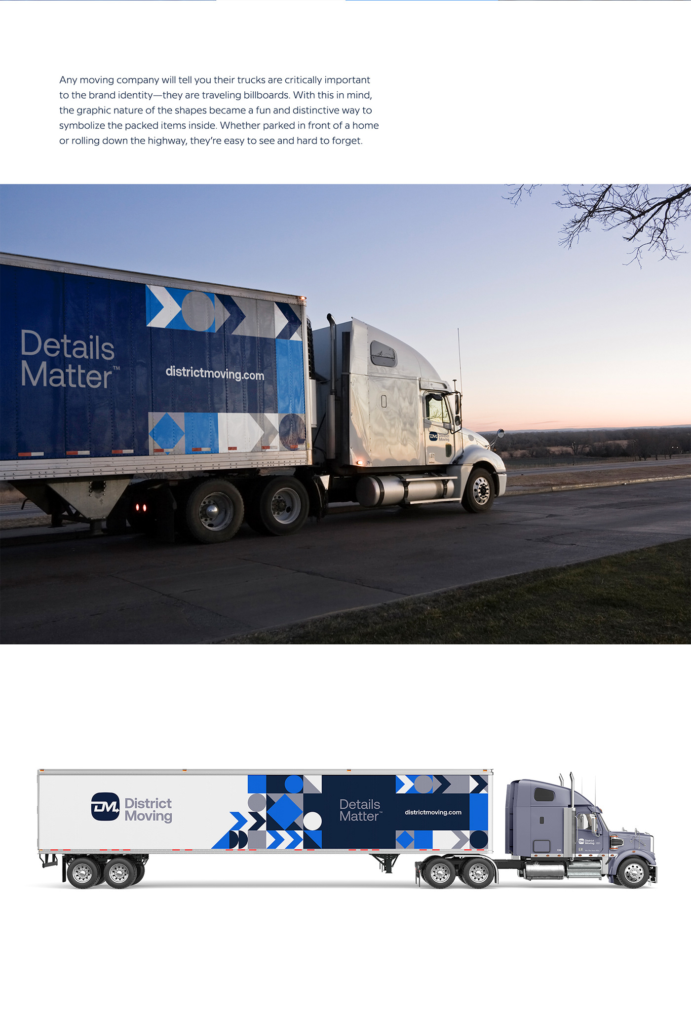 blue brand identity logo moving company Truck rebranding branding  geometric identity visual identity