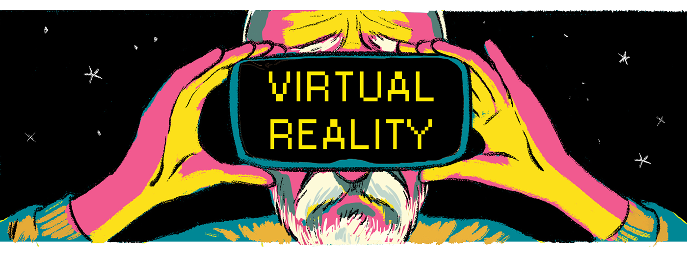 comic Virtual reality vr glasses ai stars old man vr