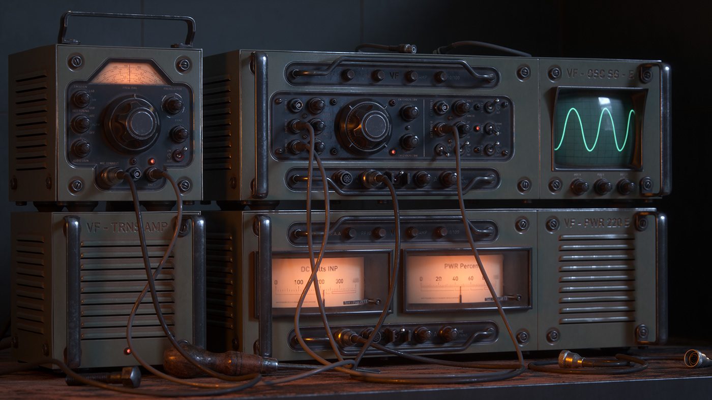 Military meters Radio old vintage cables CGI 3D Silverwing-VFX Raphael Rau