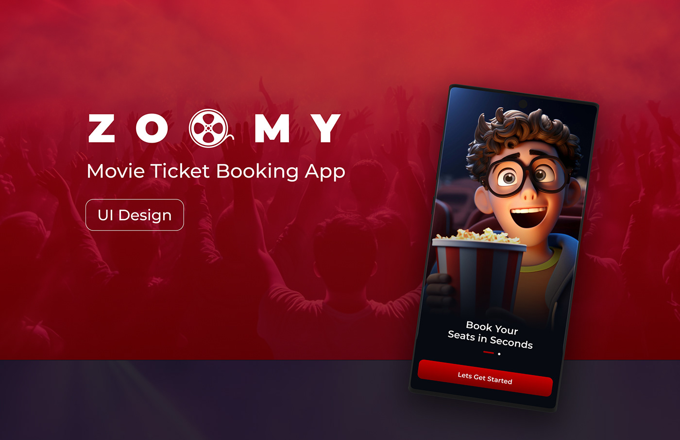app design UI/UX Figma ui design Mobile app design dark 3D Entertainment Movie Ticket Booking App