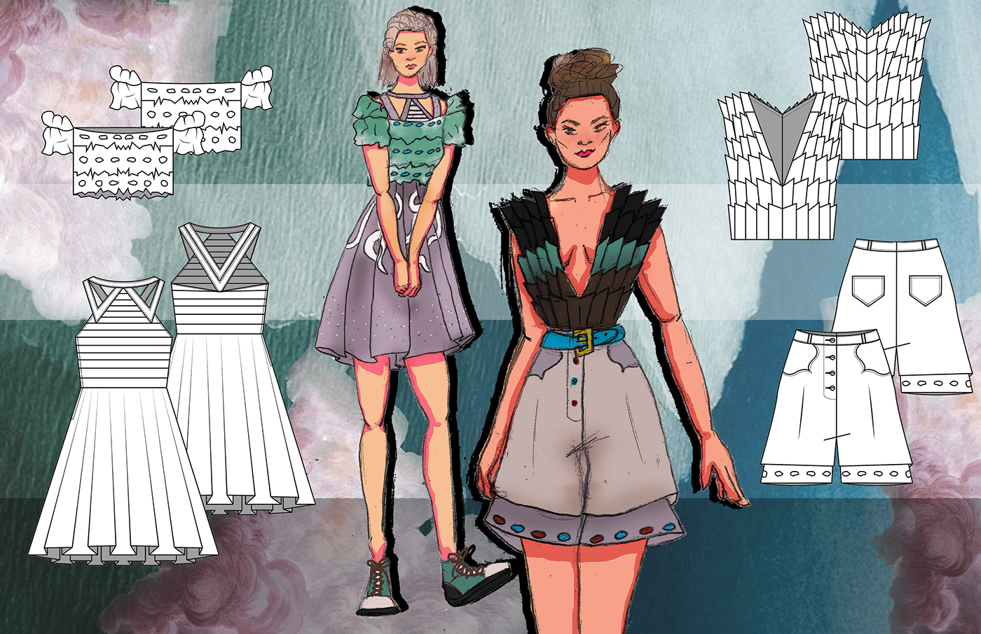 sketchbook fashion flats fashion design Studio Ghibli Fashion  Fashion Rendering CFDAXJEFFERSON2019