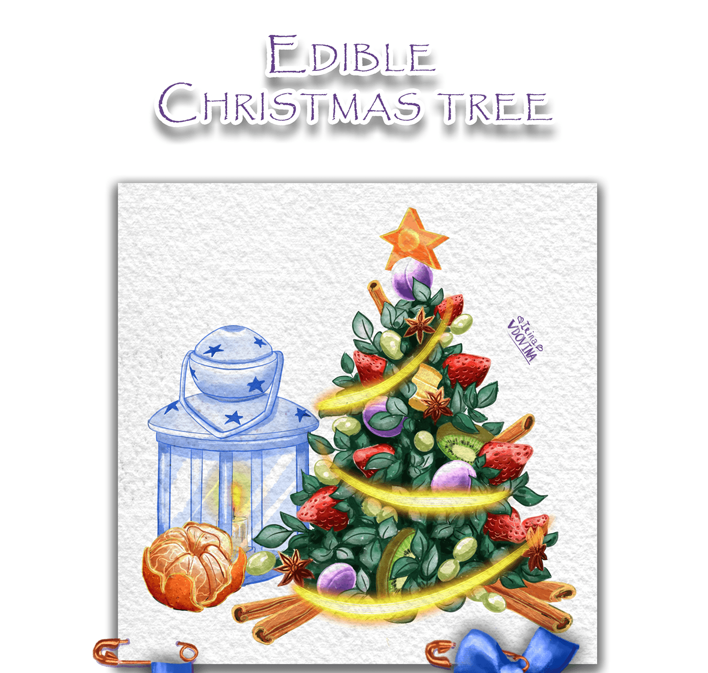 watercolor painting of christmas tree