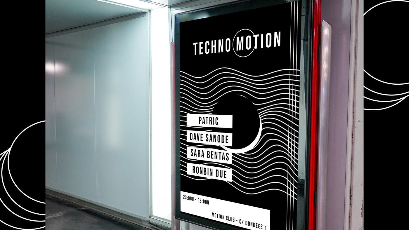 Flyer for sponsored techno music event in the subway
