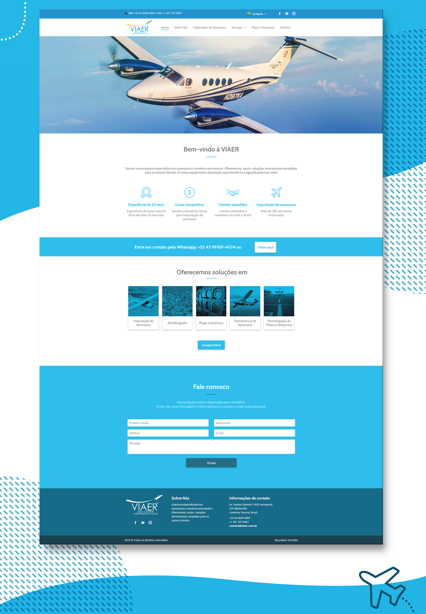 Website design UI aviation blue plane
