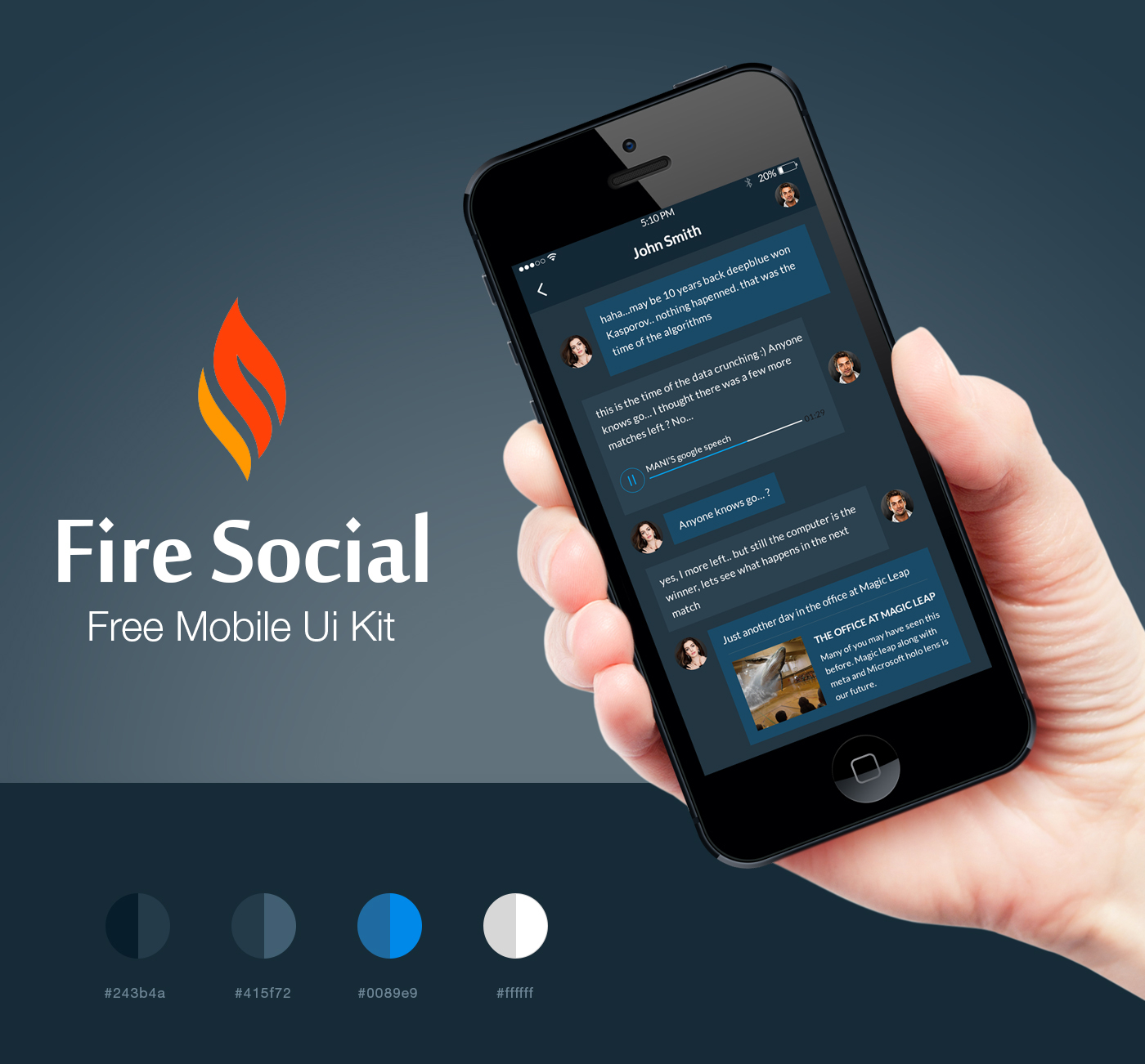 ux mobile app Chat social ios iphone android gallery flat kit business design
