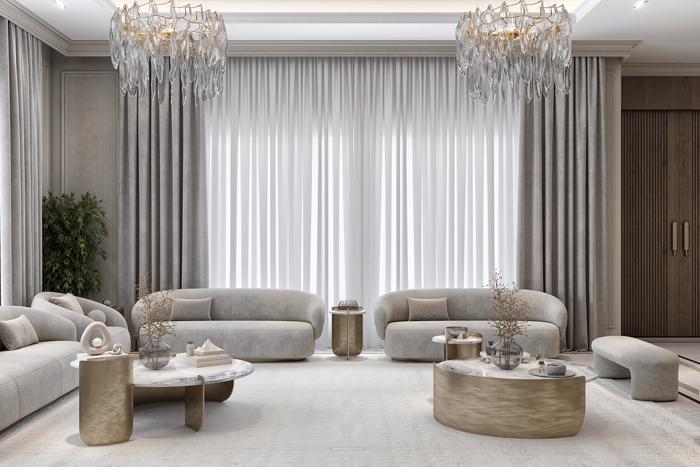 architecture visualization interior design  3ds max vray neoclassic reception seating dining plants