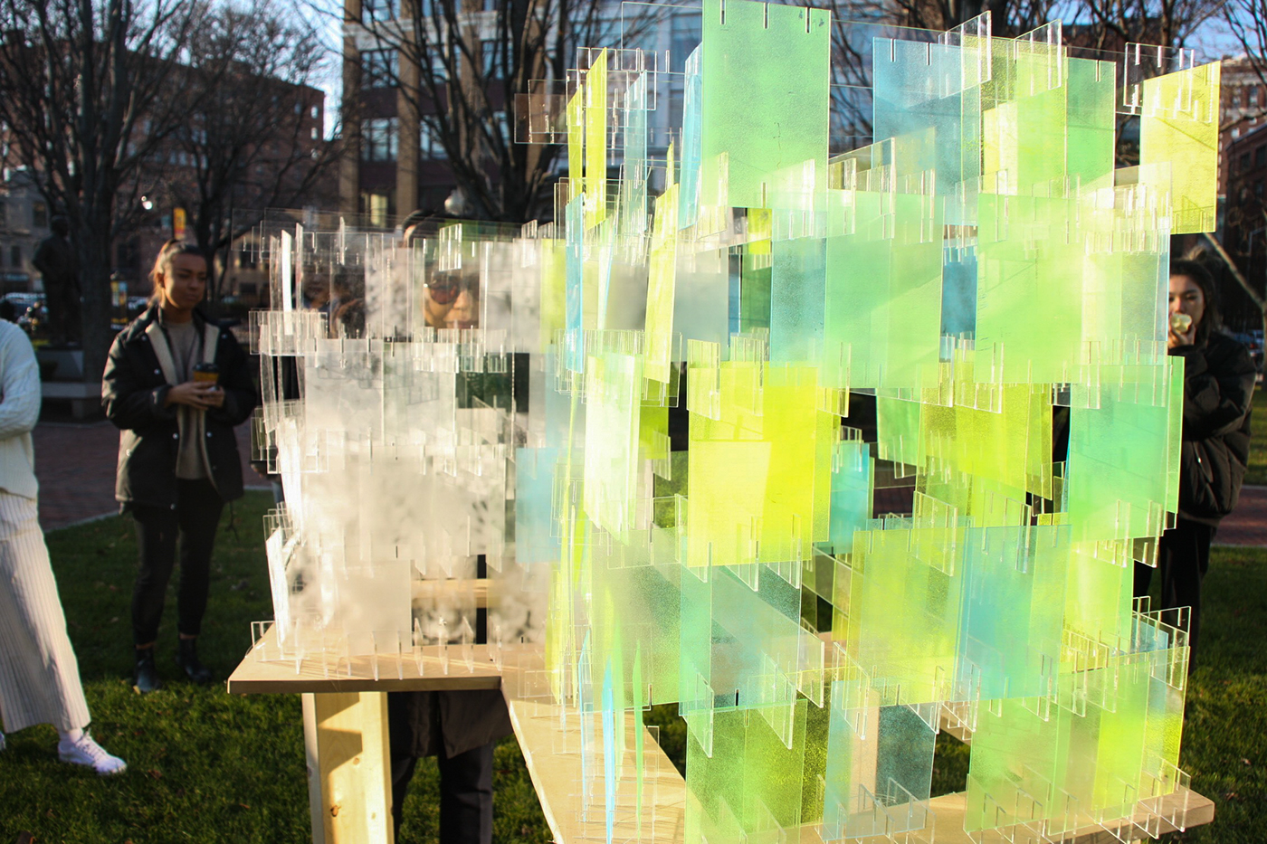 installation Plexi Glass acrylic opacity light shadow Outdoor sculpture color Transparency