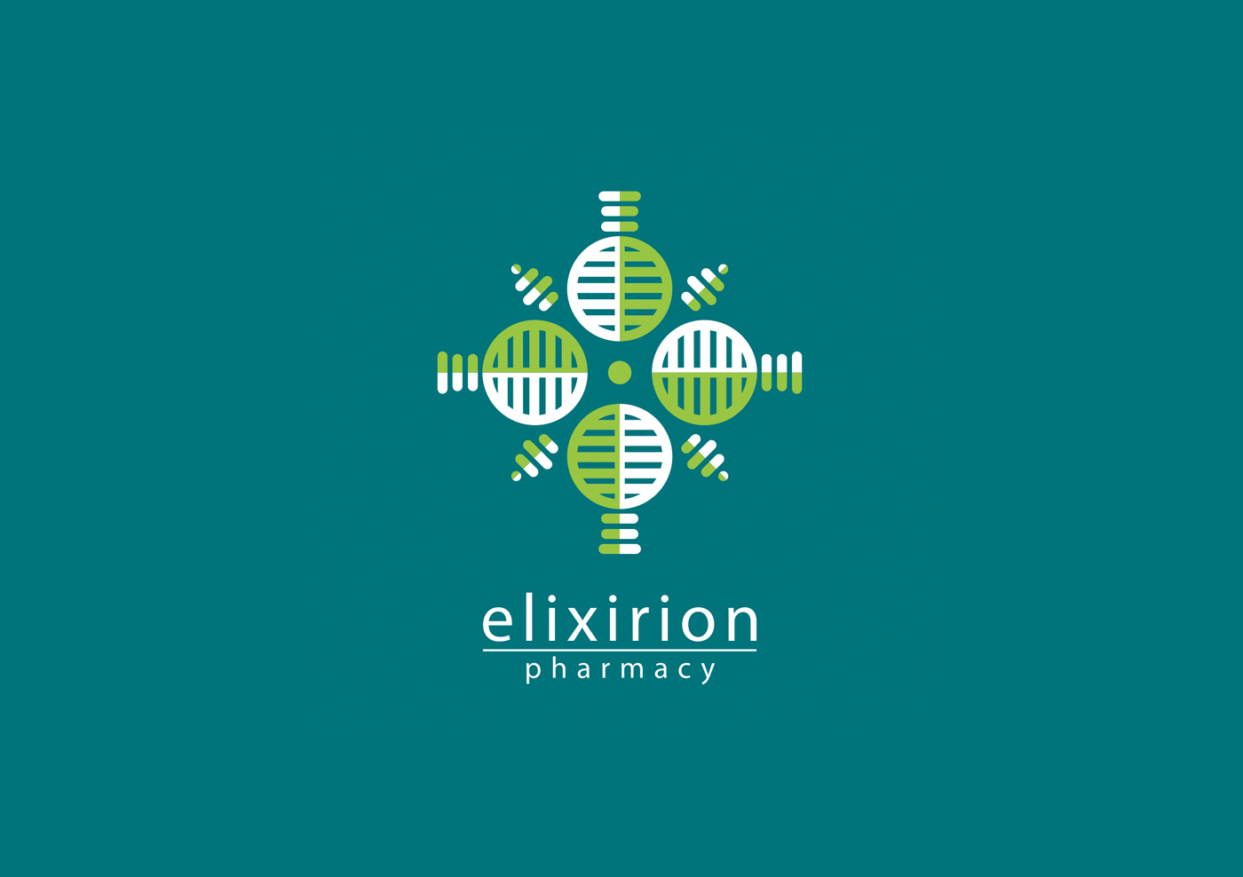 elixirion pharmacy branding  green logodesign logo identity