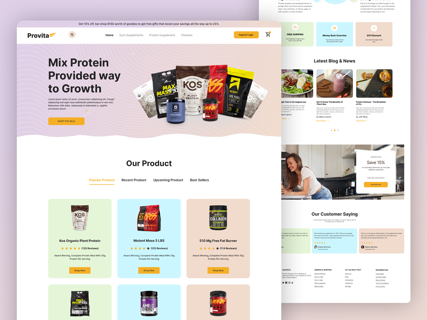 health and fitness healthcare landing page packaging design protein supplements UI/UX user interface Website Website Design
