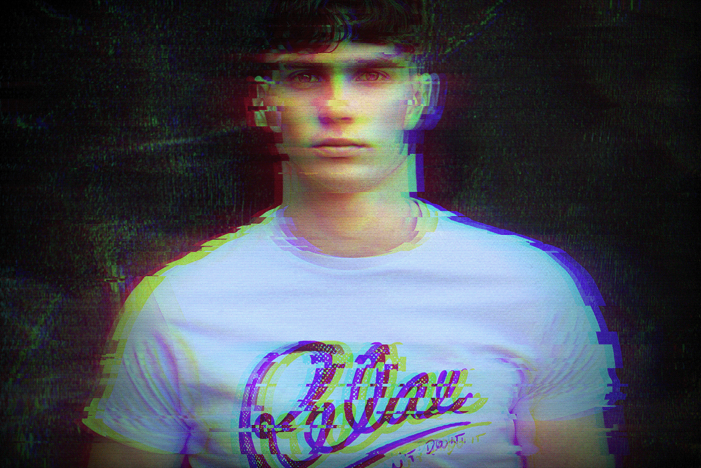 anaglyph analog cinematic distortion effect Glitch interference noise Retro RGB