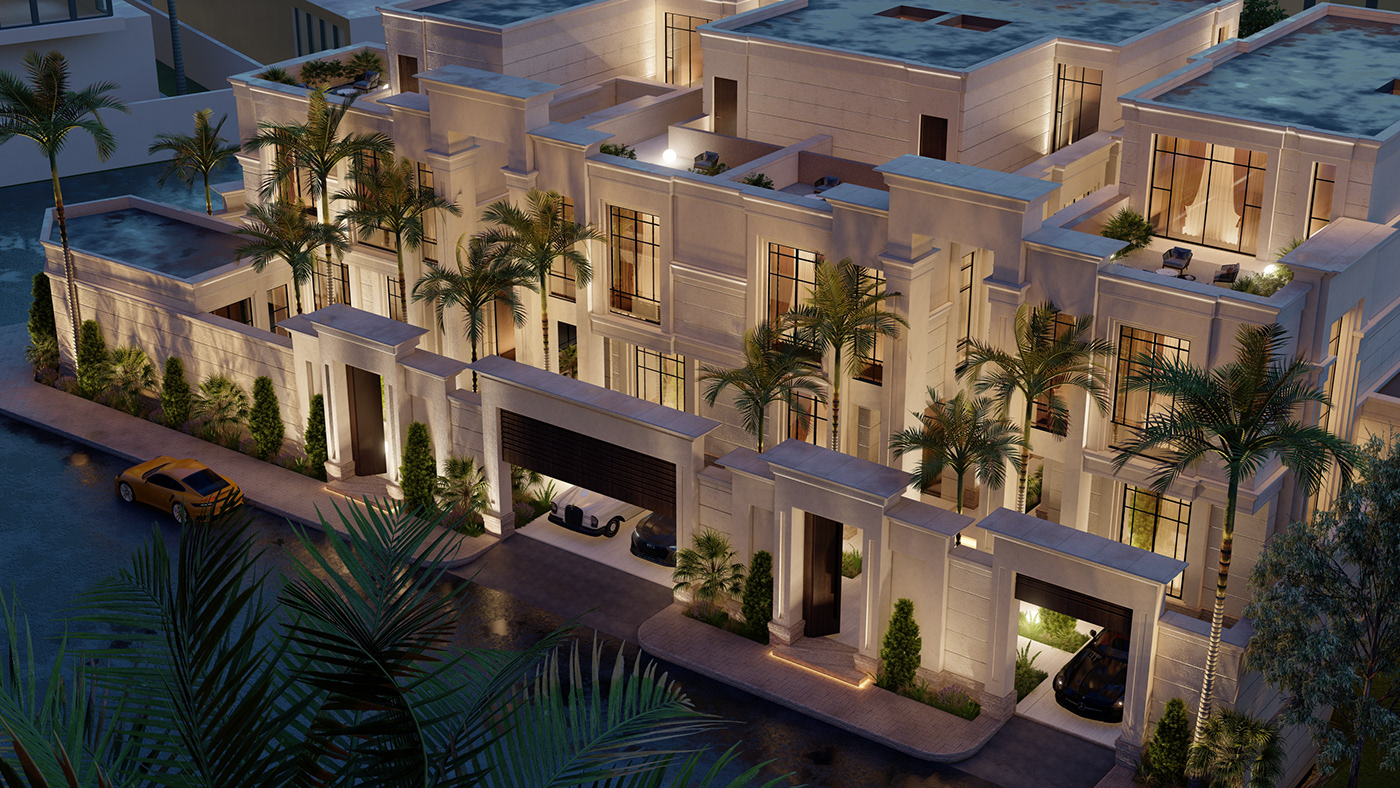 NEWCLASSIC Villas Villa palace jeddah Saudi Arabia Elevation exterior Render 3D