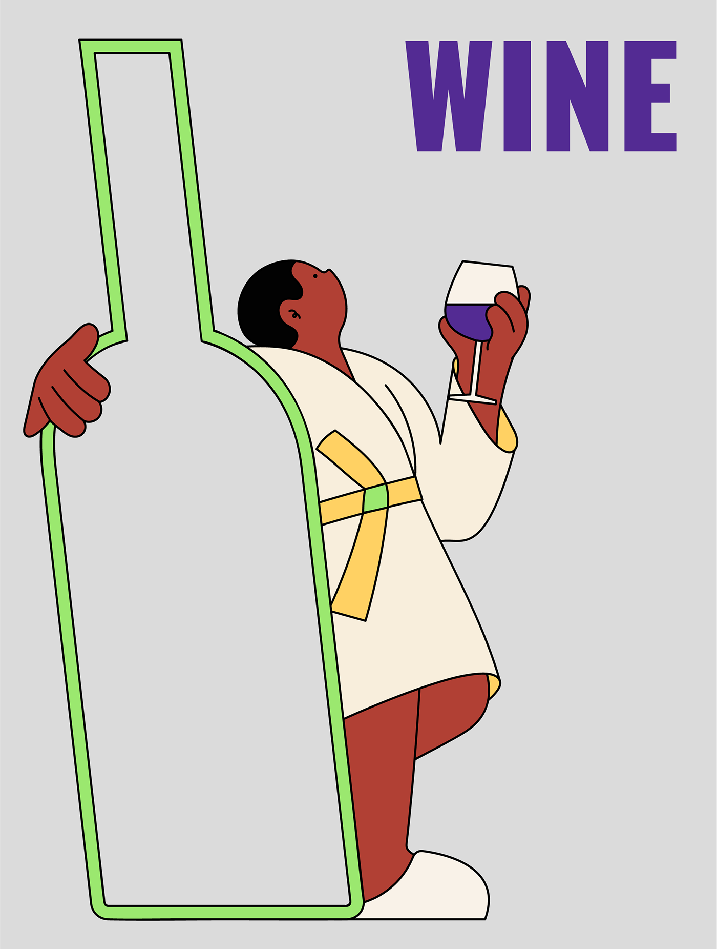 poster ILLUSTRATION  Character wine Martini drink beer vivid trendy vector