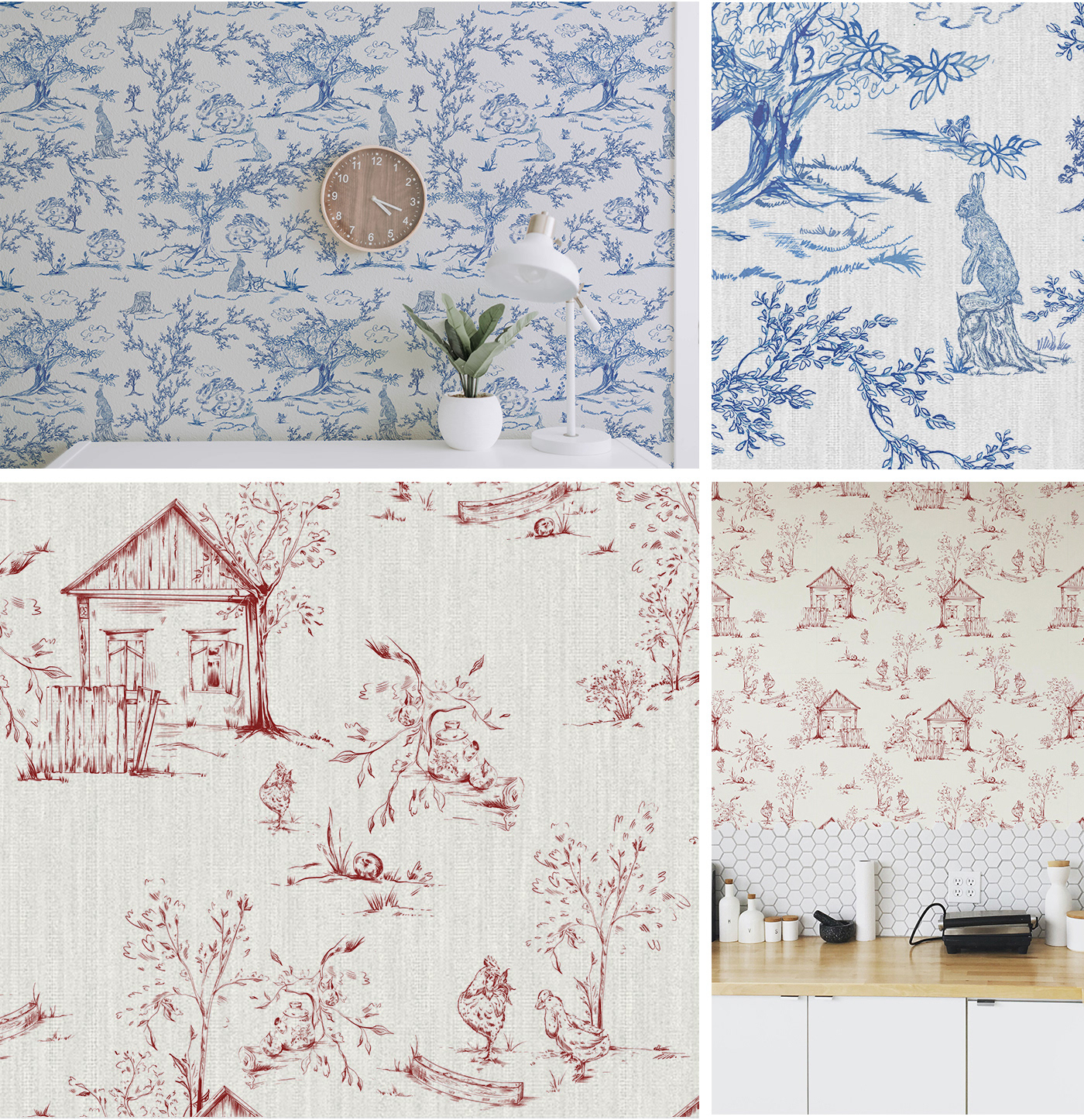 fabric Fashion  floral Landscape pattern Patterns print seamless toile de jouy wallpaper