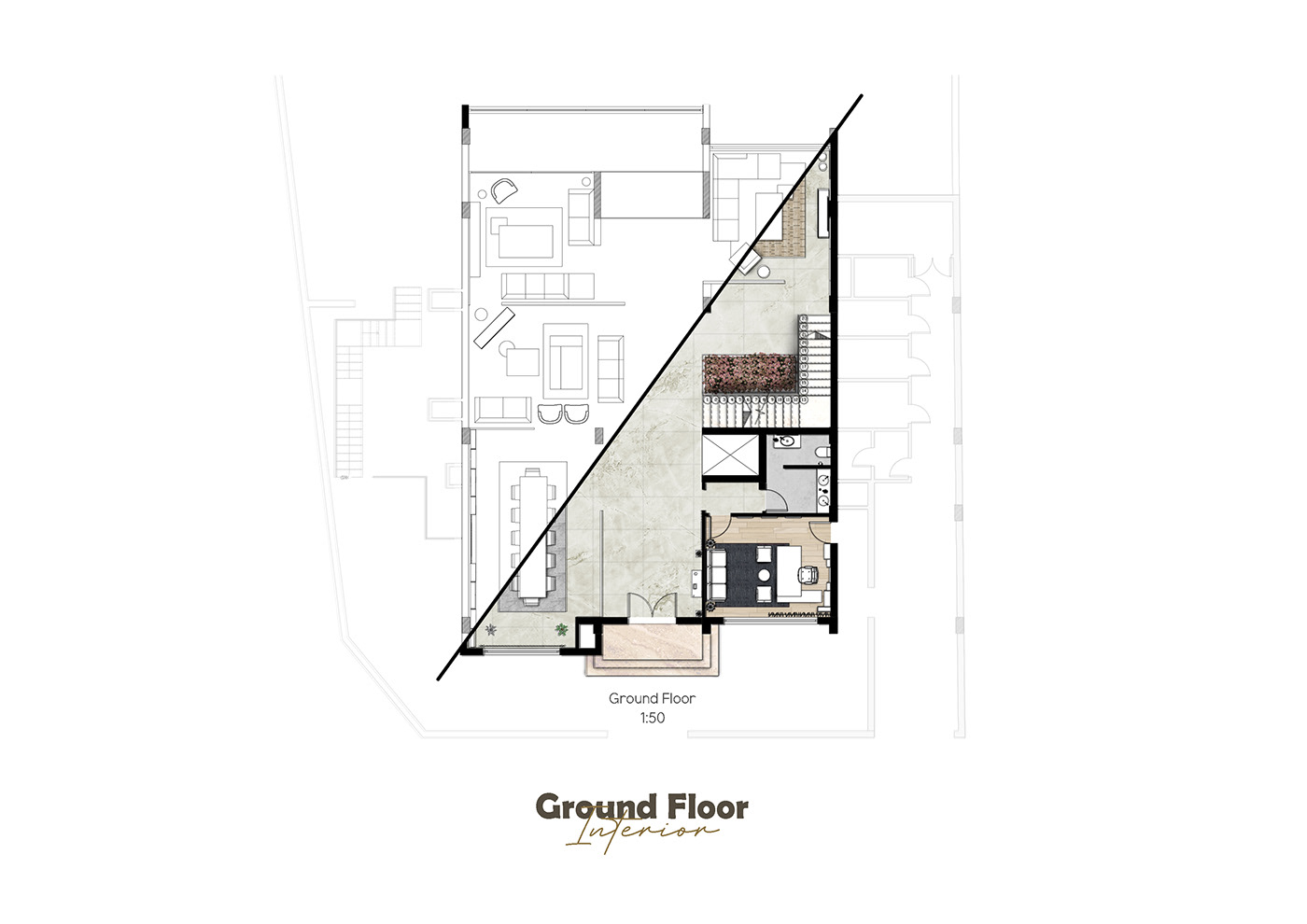 architecture Interior interior design  modern office furniture Plan Render vray floor plan luxury