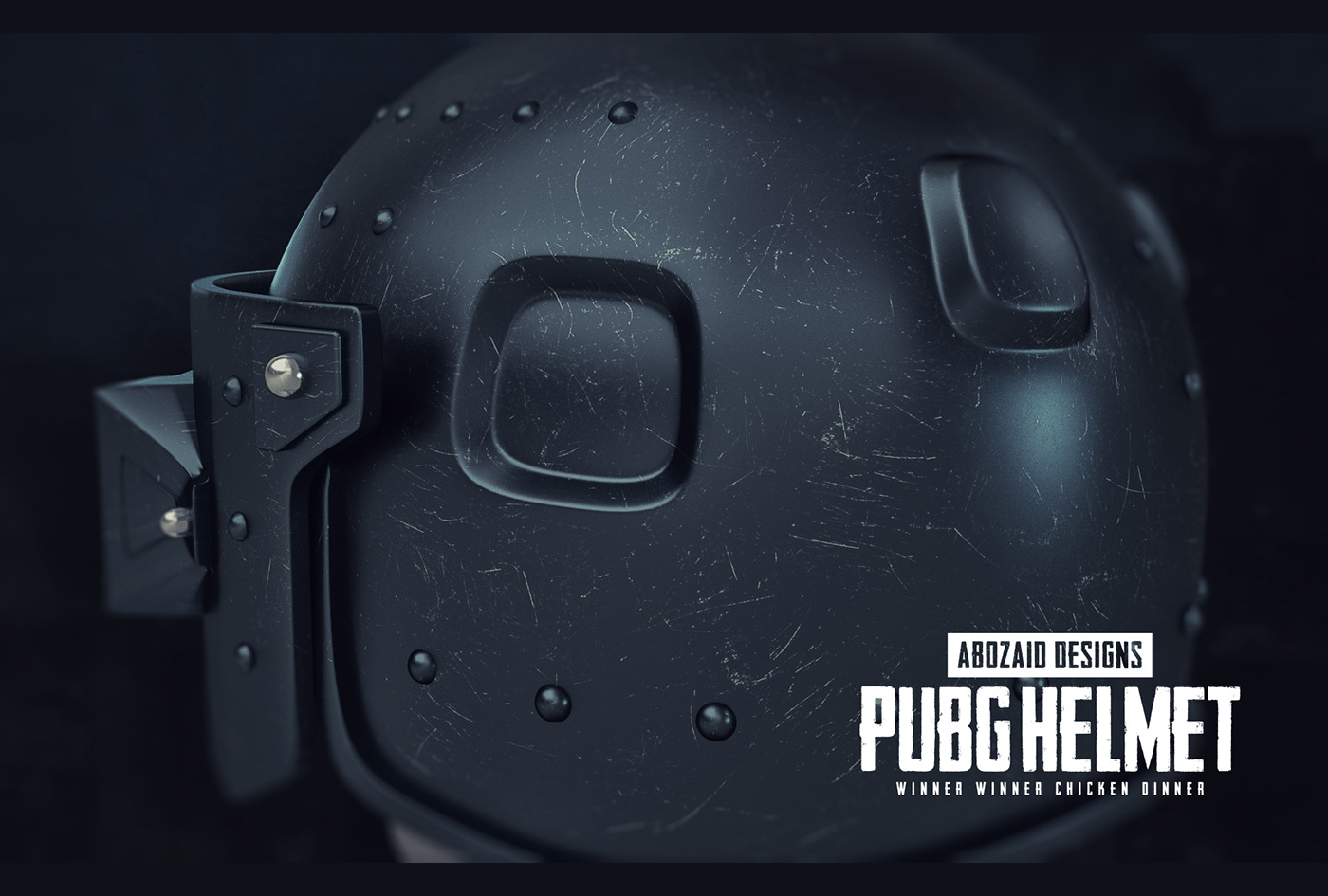 pubg Helmet octane Render light game modeling material metal scratchs