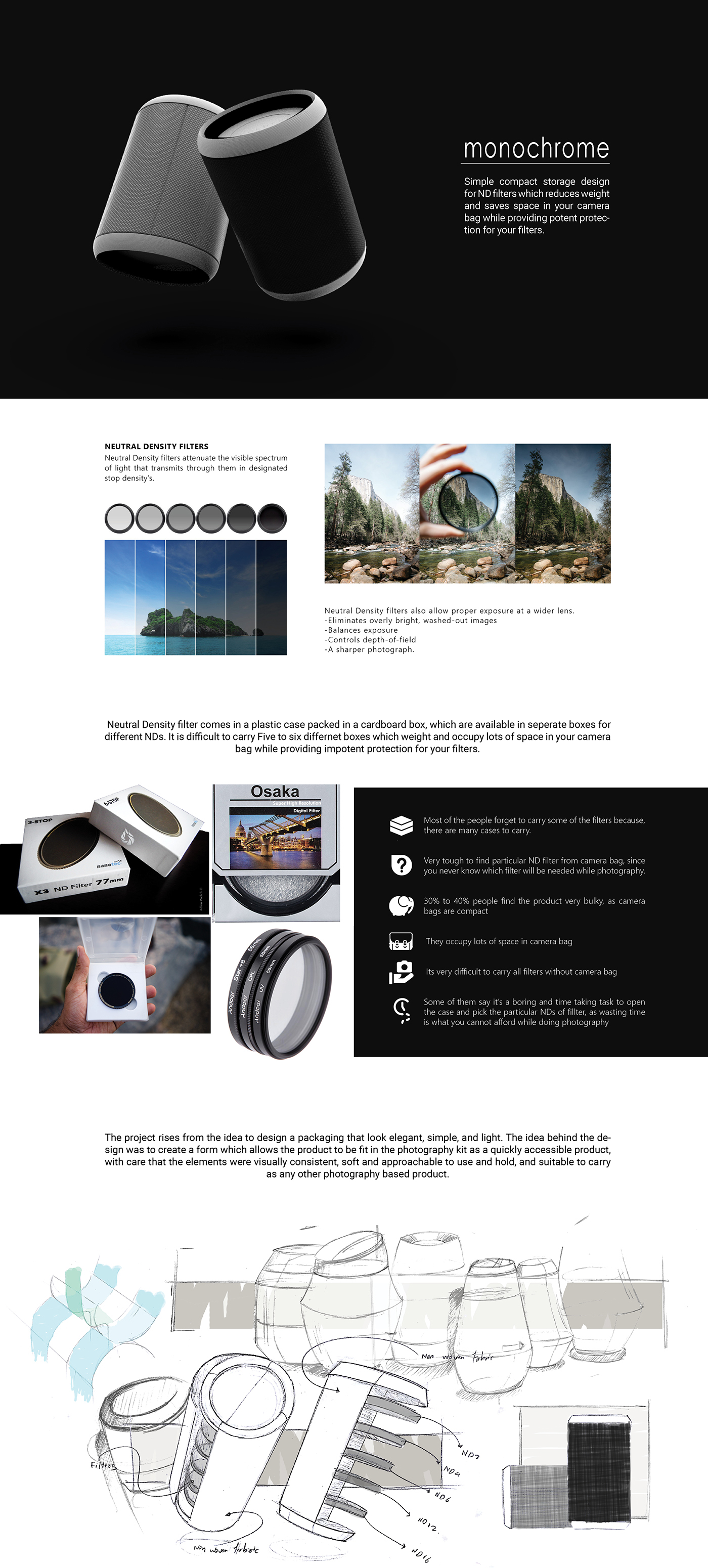 ND Filter filters lens camera dslr minimal Packaging Photography  Travel kit monochrome