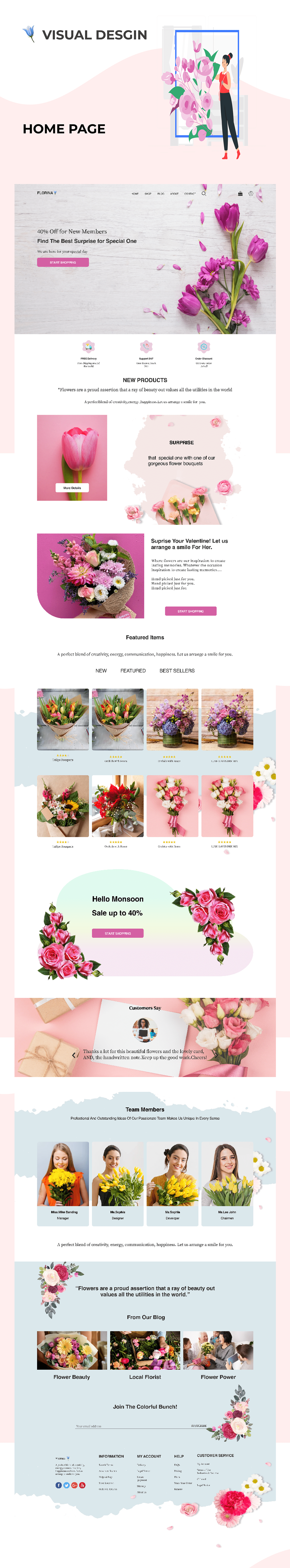 ecomerce website floral flower logo Flower Shop Flowers landing page UI/UX ux Web Design  Website