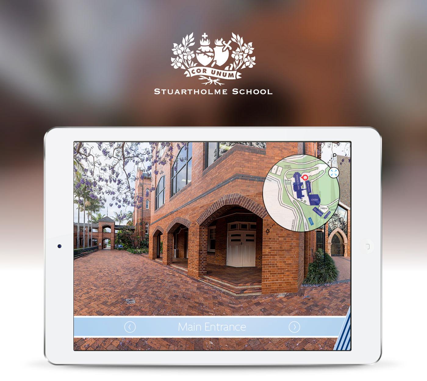 Stuartholme prospectus iPad App 360 panorama iconography gyro oomph rich media animations virtual tour