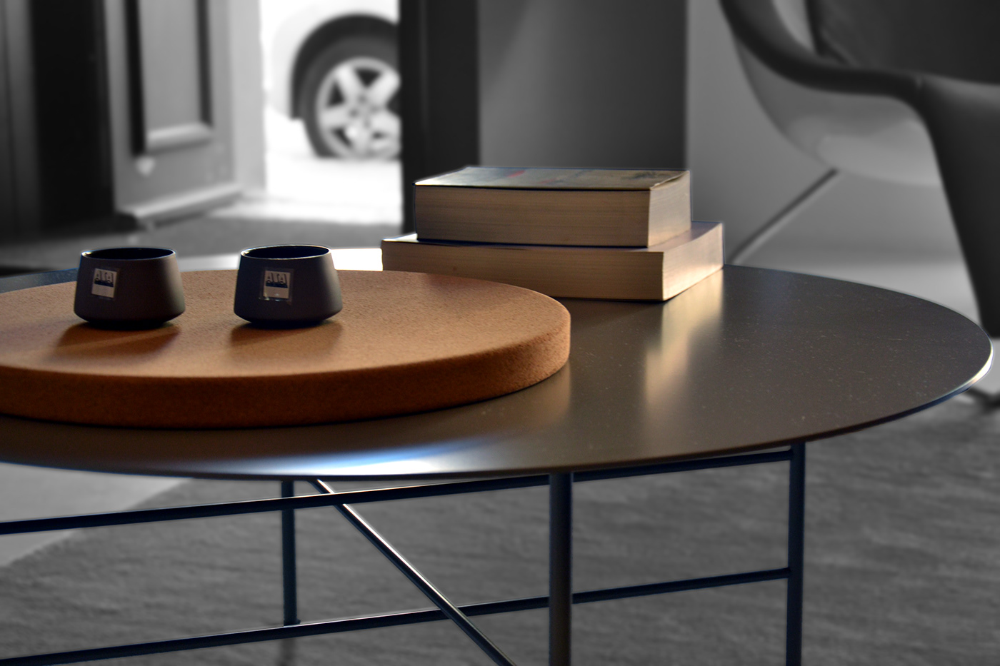 cap Pavelvetrov design table coffeetable sidetable lather felt metal wood furnituredesign