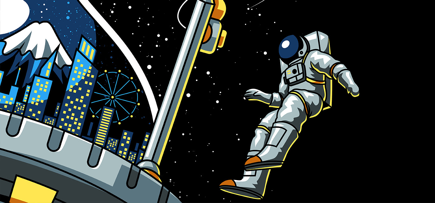 astronaut galaxy hourglass ILLUSTRATION  nasa Space  spacestation tee tshirt vector