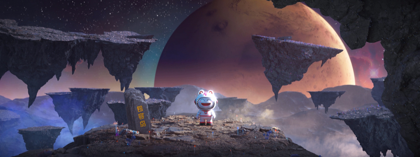 astronaut c4d Space  the universe 3D animation  cartoon Character design  cute motion graphics 