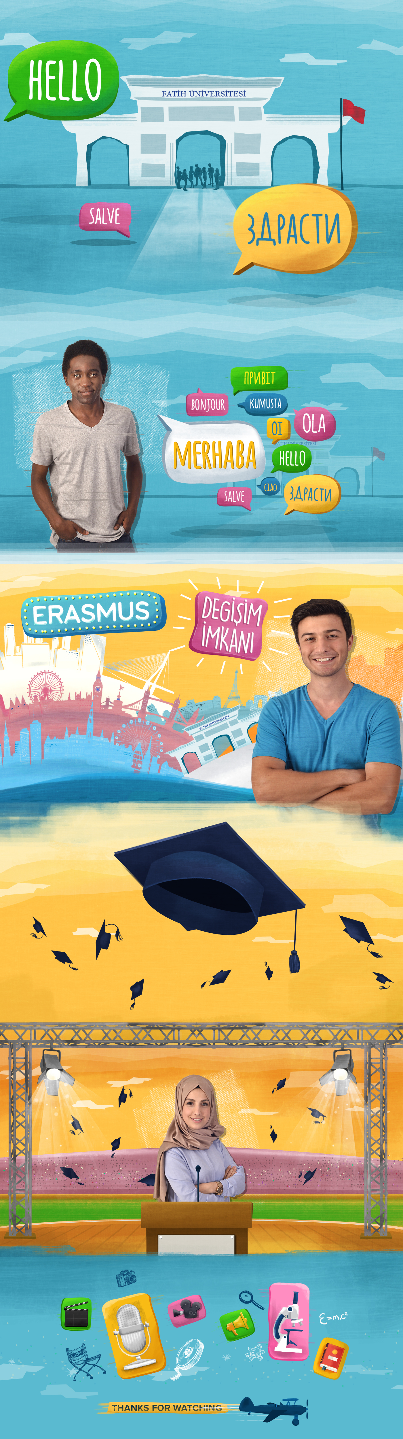 Fatih University tvc commercial Education brush erasmus Cities Silhouette student istanbul