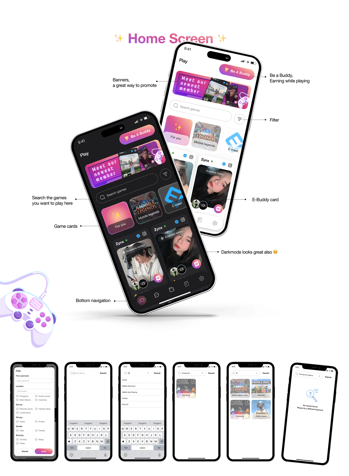 UI/UX Figma ui design user experience app design gaming platform user interface Social Platform