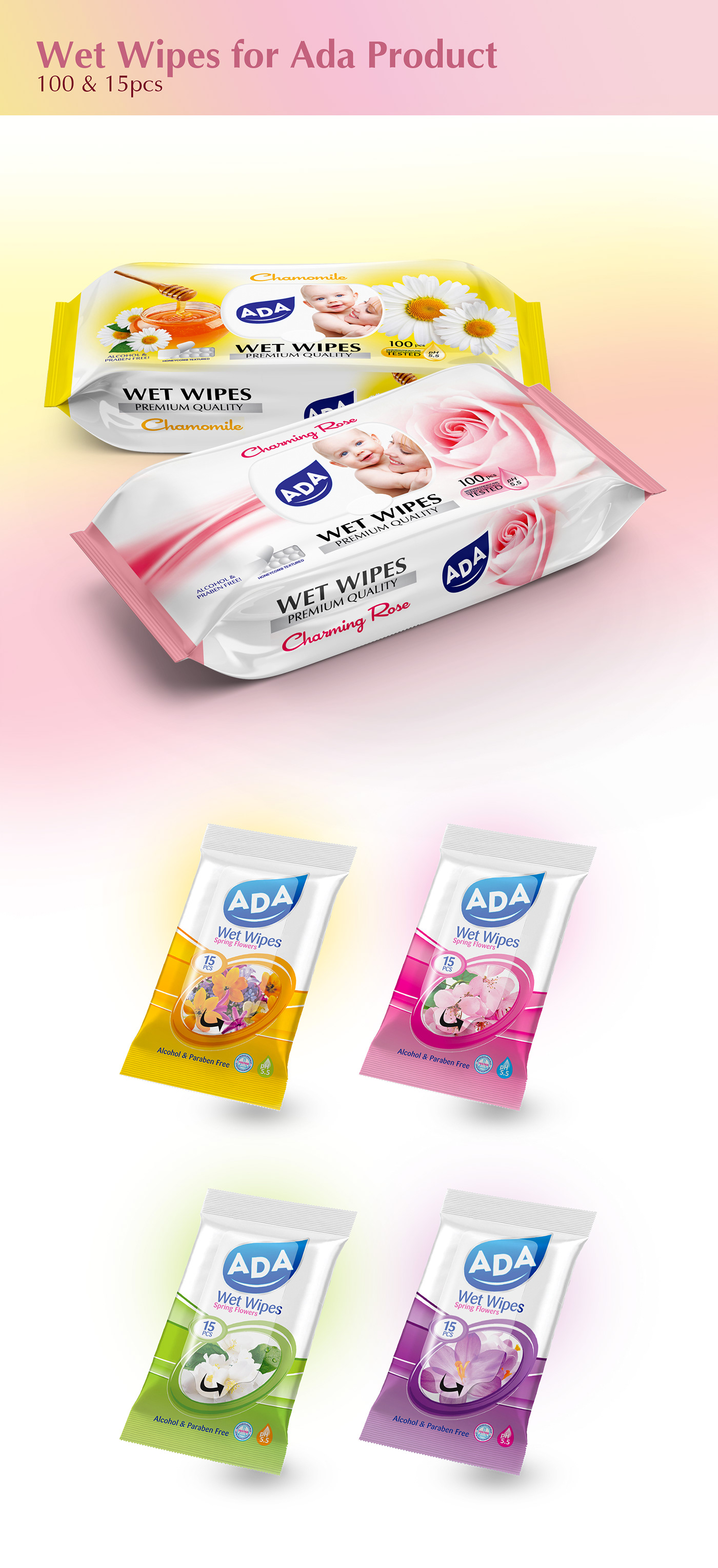 Packaging Wet wipes product design  graphic design  mock up package design  product
