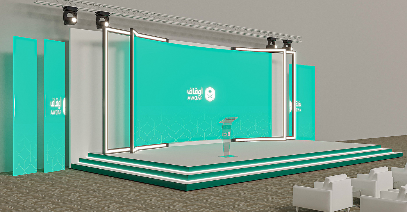 Event booth Stage Exhibition  Exhibition Design  Stand booth design exhibition stand awqaf Выставочный стенд
