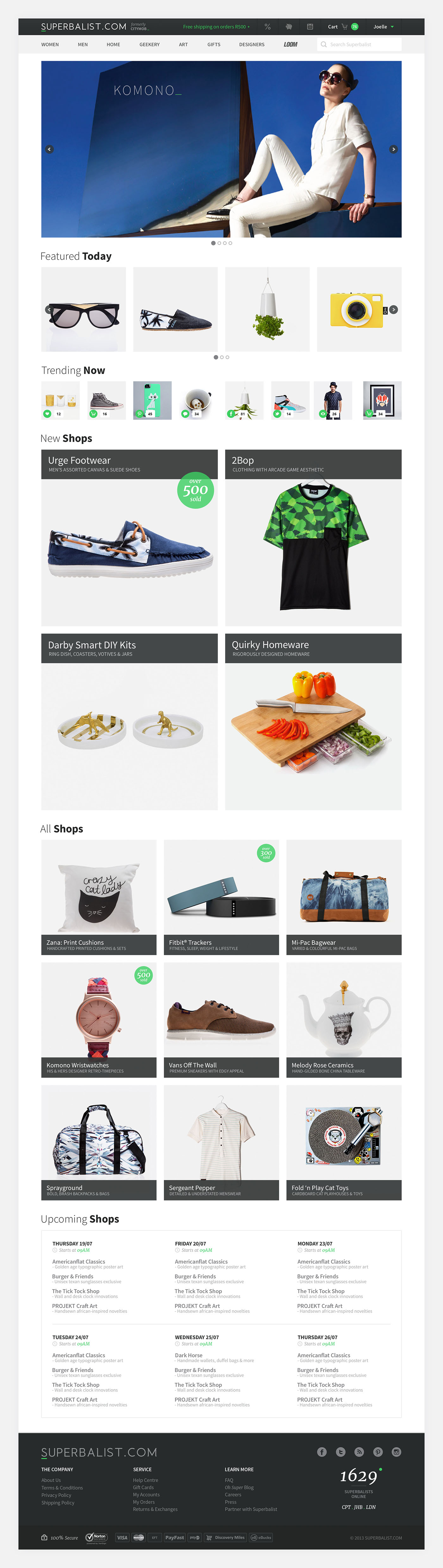 south africa design superbalist product curated e-commerce cape town citymob   mobile tablet device Responsive Website