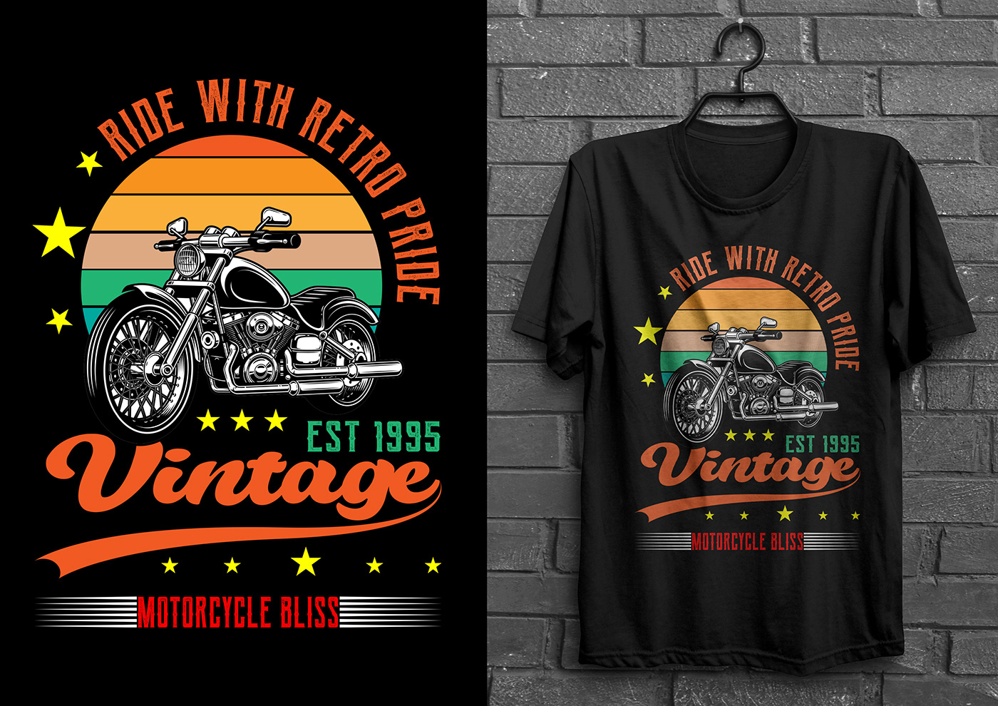 Vintage T-Shirt Design T-Shirt Design t-shirt design graphic design  graphic vintage vintage car vintage motorcycle vintage sunset