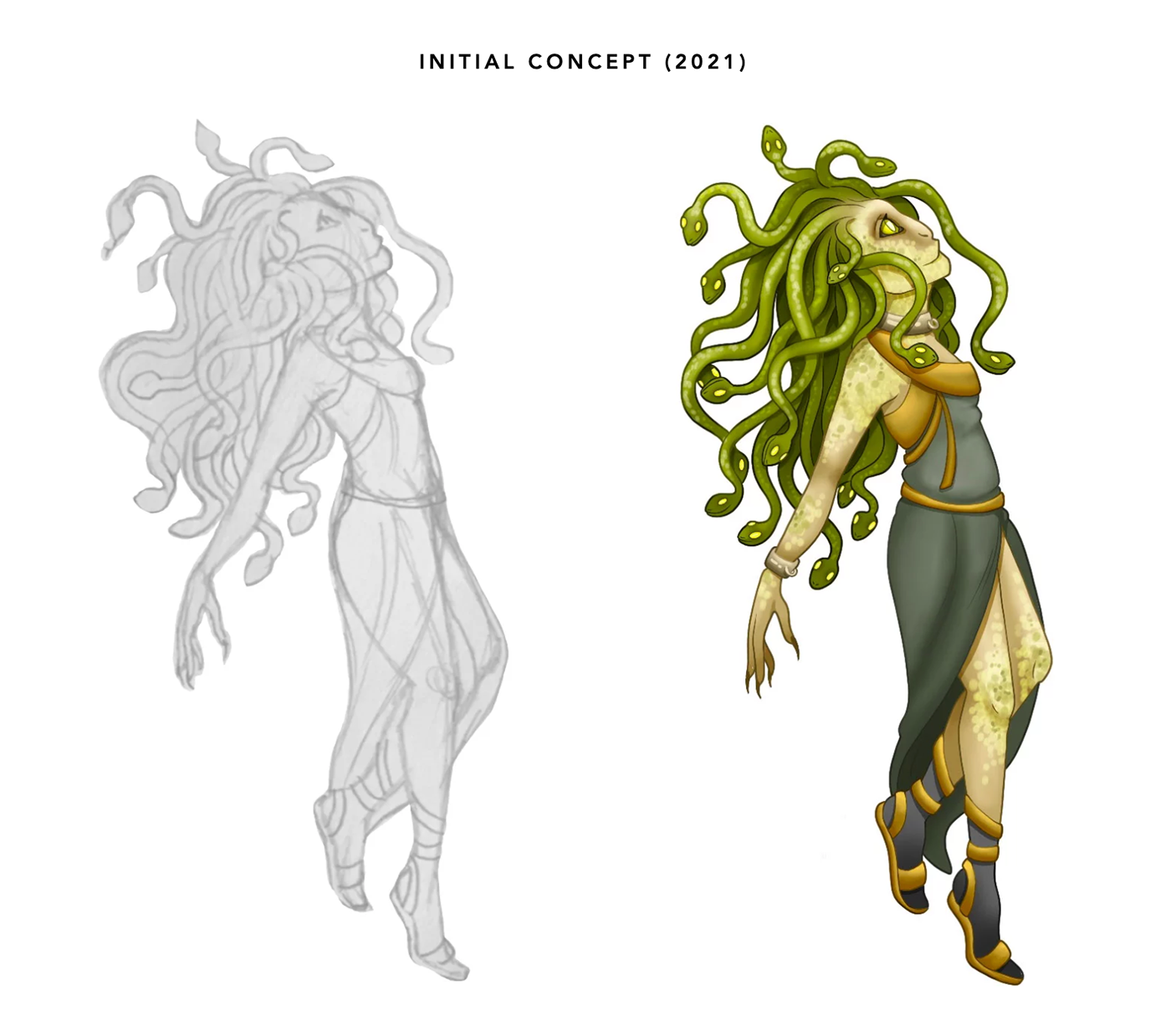 character art Character design  concept art concept design fantasy art fantasy character gorgon ILLUSTRATION  Procreate