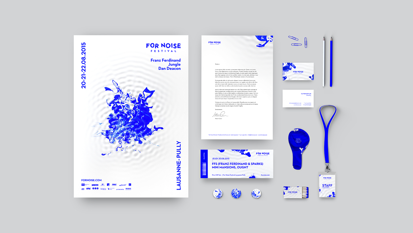 blue brand identity festival Mockup stationary font design graphic corporate paint electric type free MUSICS