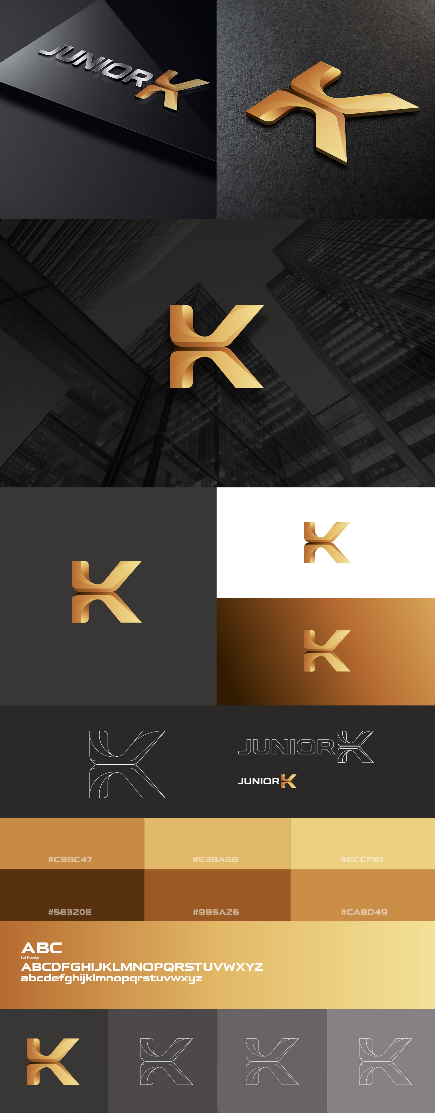 junior k branding junior k branding  gold branding Corporate Profile construction branding k logo k branding K logo design black and gold