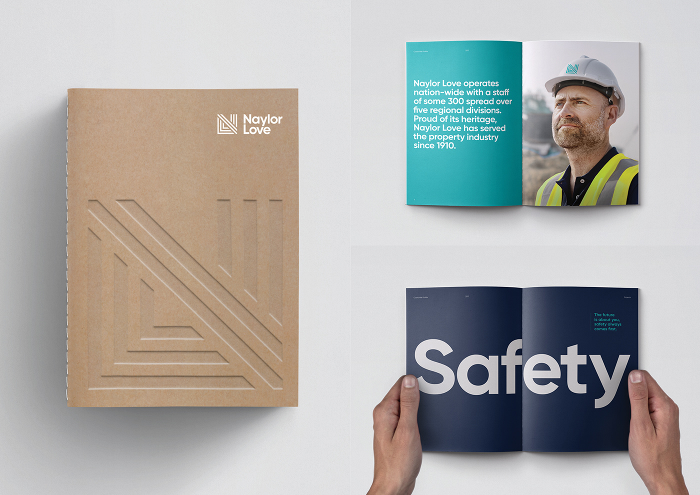 branding  construction company naylor love identity logo minimal grid Layout guidelines brand guidelines