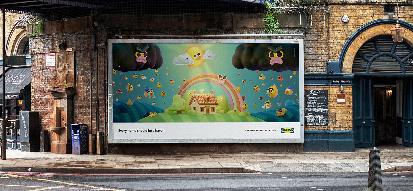 3D advertisement billboard blender Character Character design  cute Emoji ikea ILLUSTRATION 