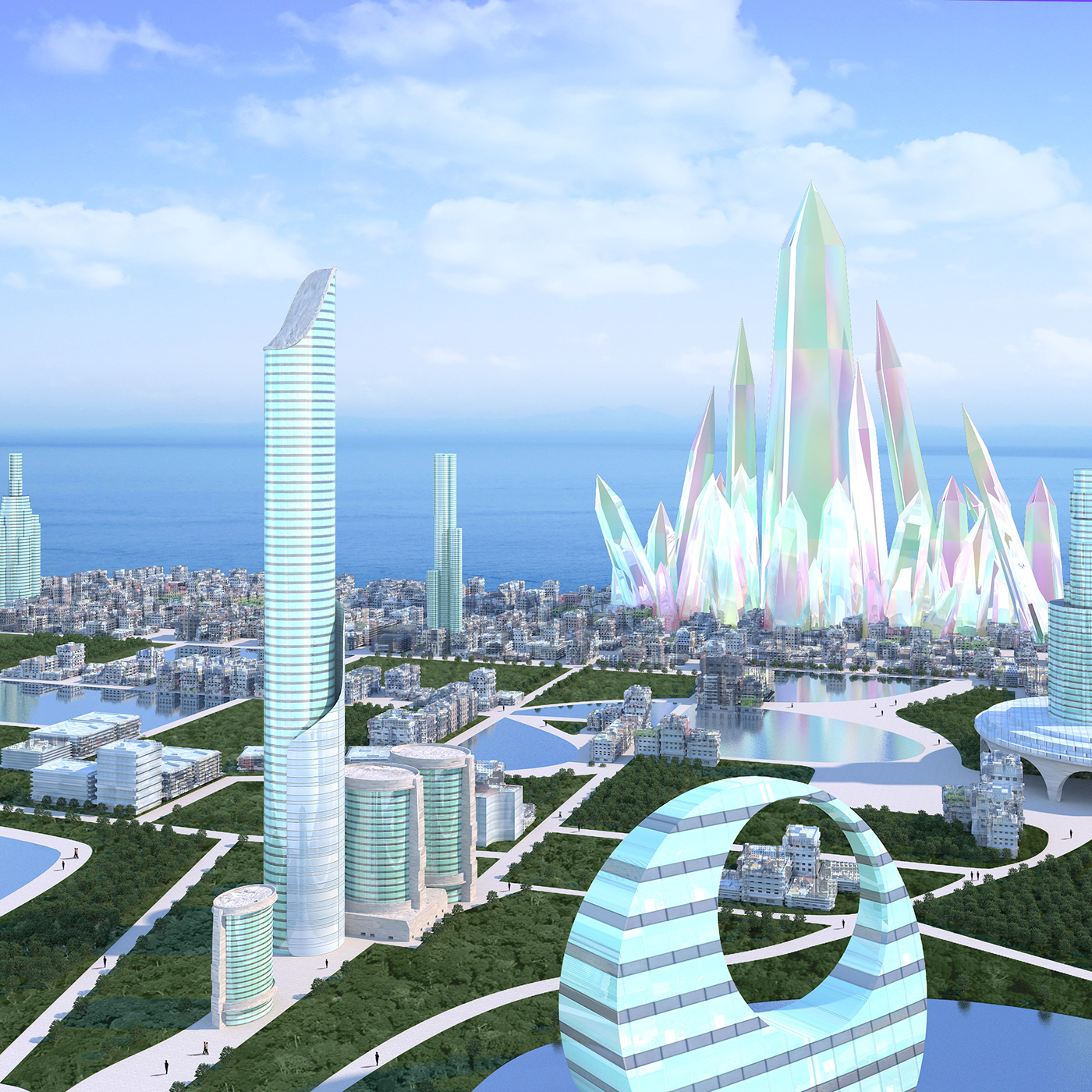 crystal tokyo sailormoon Futuristic city crystal 3D BRUNEI architecture