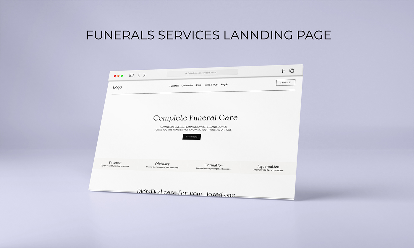 designer Event funeral grief landing page marketing   Memorial obituary service Website