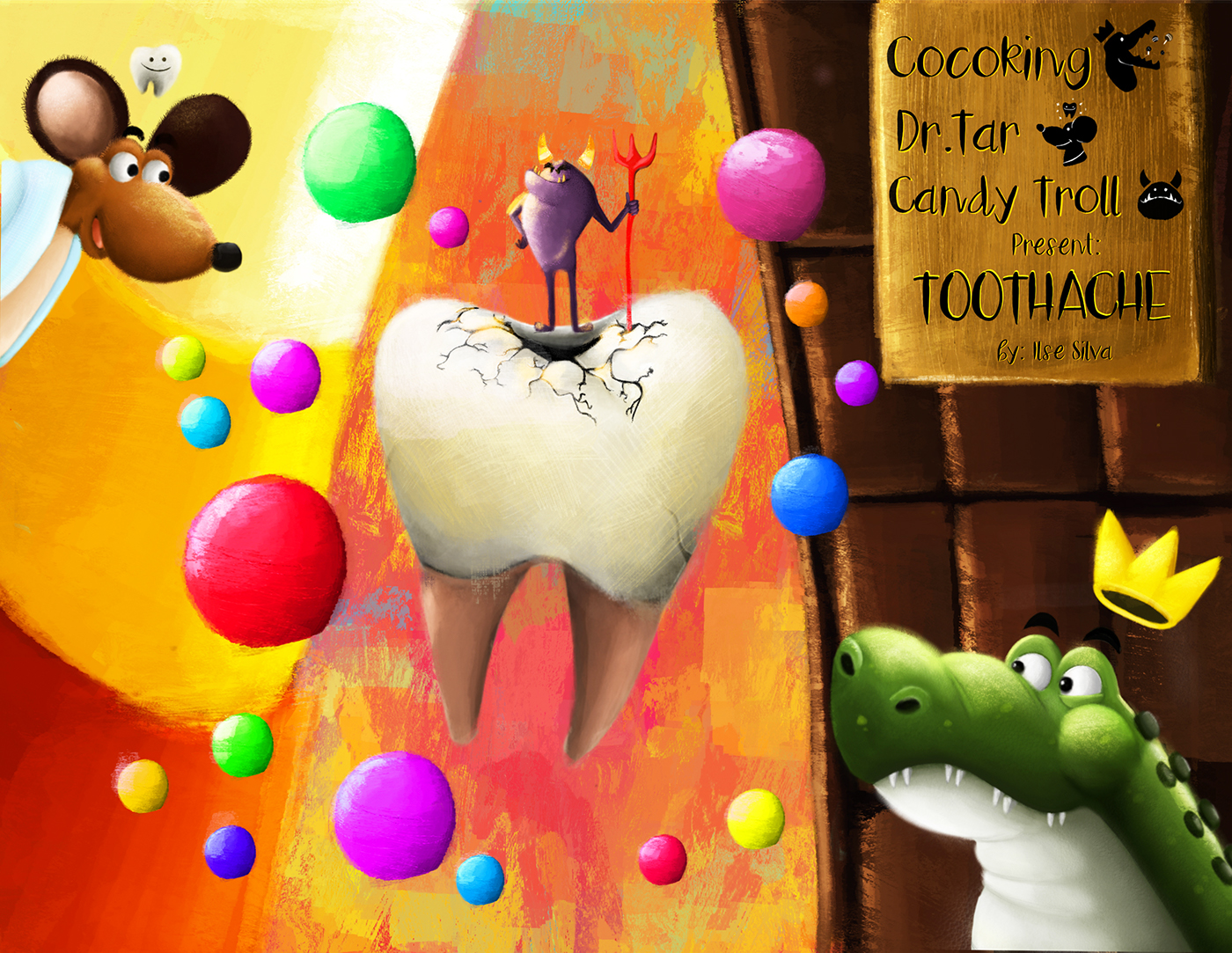 Candy toothache dentist mouse mice troll crocodile Mexican Design animals swamp